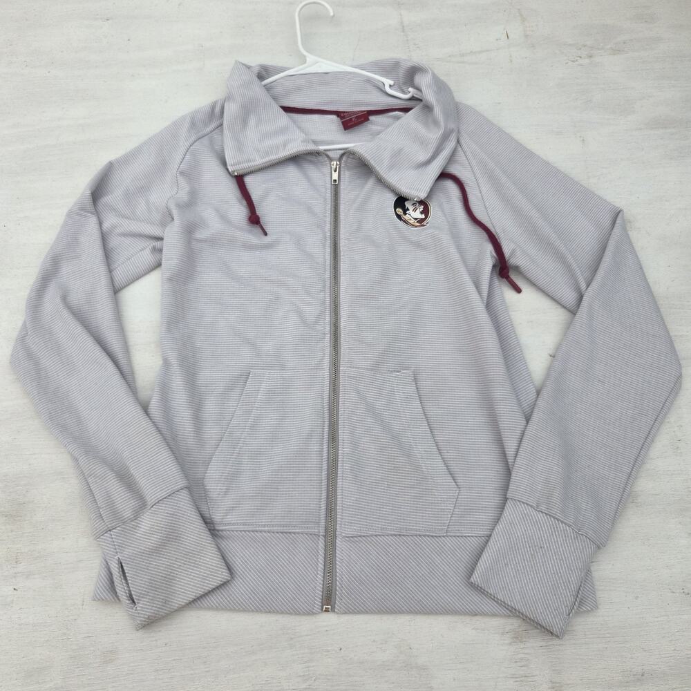 Colosseum Florida State University Full Zip Mens XL FSU Mock Neck Striped READ